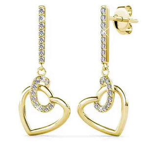 gold heart dangle earrings