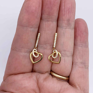 gold heart dangle earrings frenelle