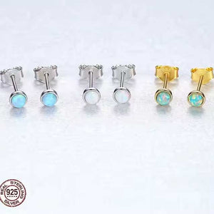 blue opal stud earrings 925