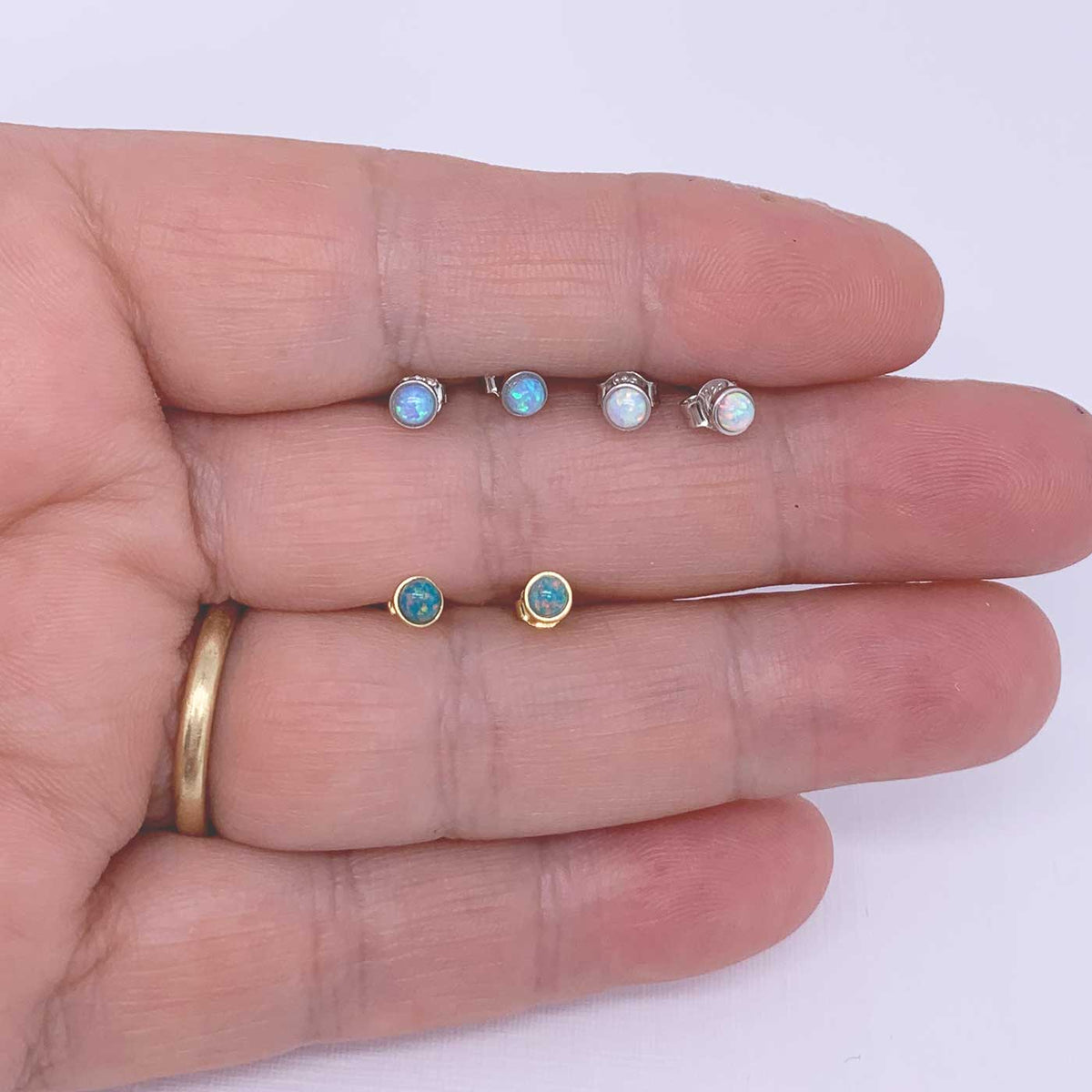 white opal stud earrings quality jewellery