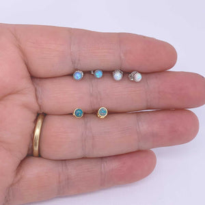 tiny opal gold stud earring all three colours