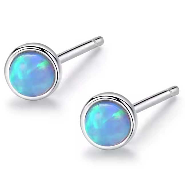 blue opal stud earrings