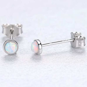 white opal stud earrings