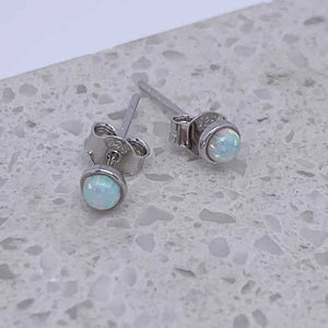 white opal stud earrings silver