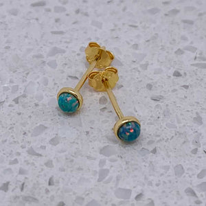 tiny opal gold stud earring jewellery