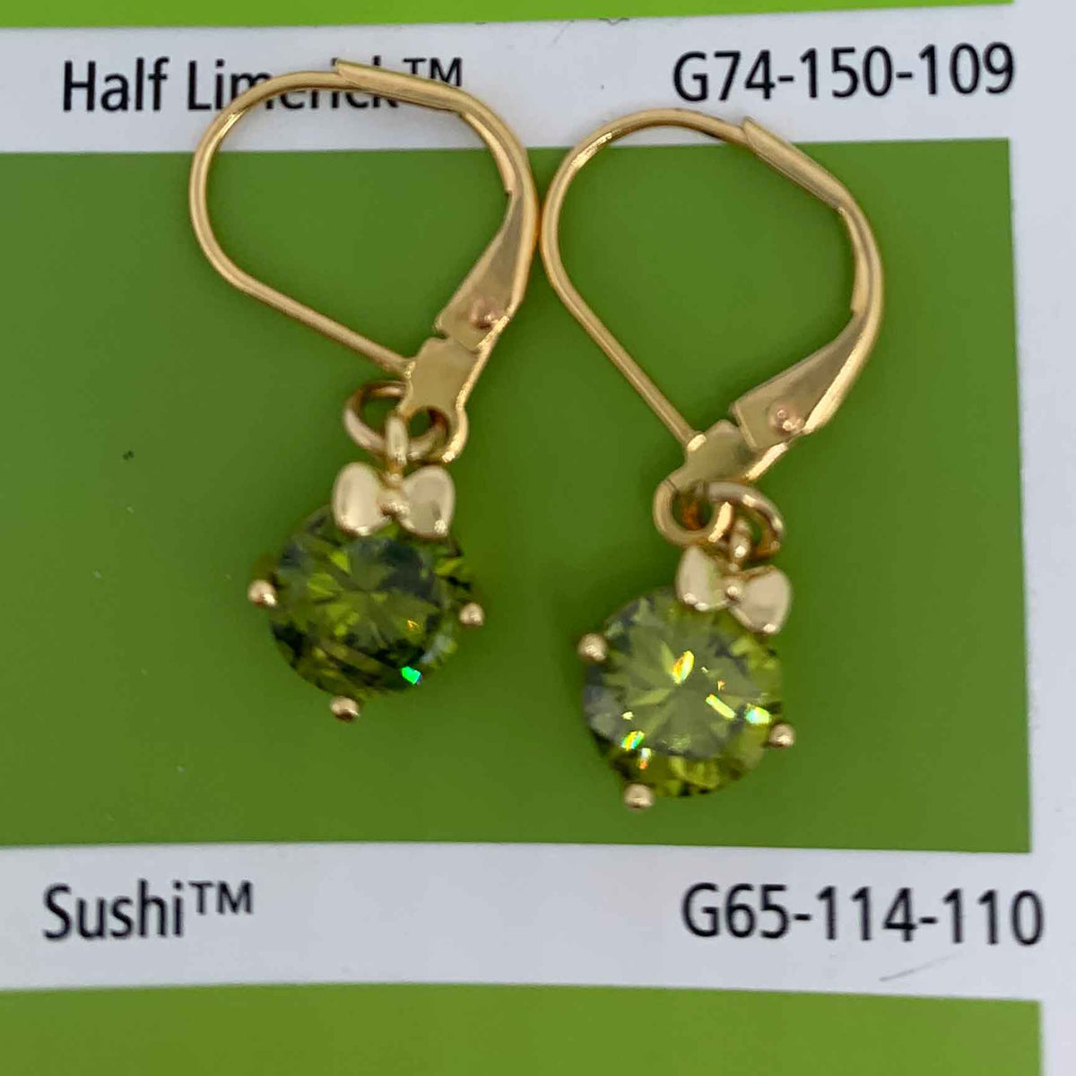 18K Gold Leverback Peridot Drop Earrings "Olivine"