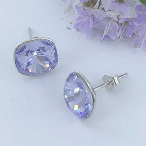 925 Sterling Silver Crystal Stud Earrings "Petra" (Purple-Blue)