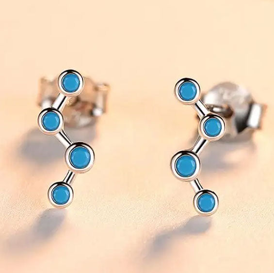 silver turquoise stud earrings blue