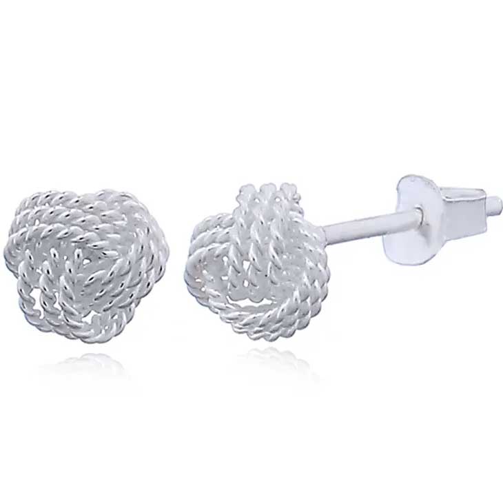 silver knot stud earrings