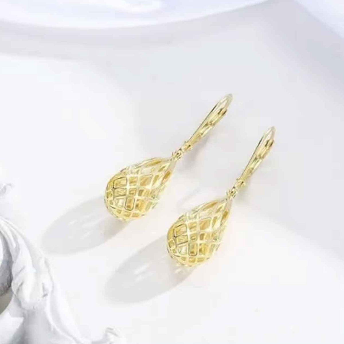 gold leverback drop earrings jewellery