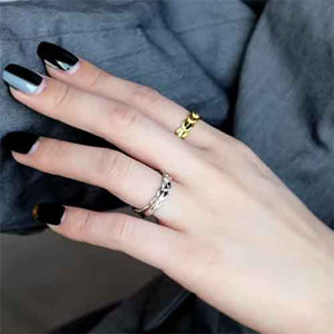 silver adjustable ring frenelle