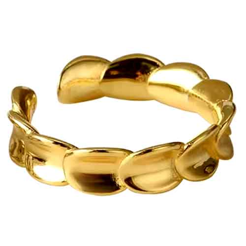 18K Gold Adjustable Layered Leaf Ring "Riley"