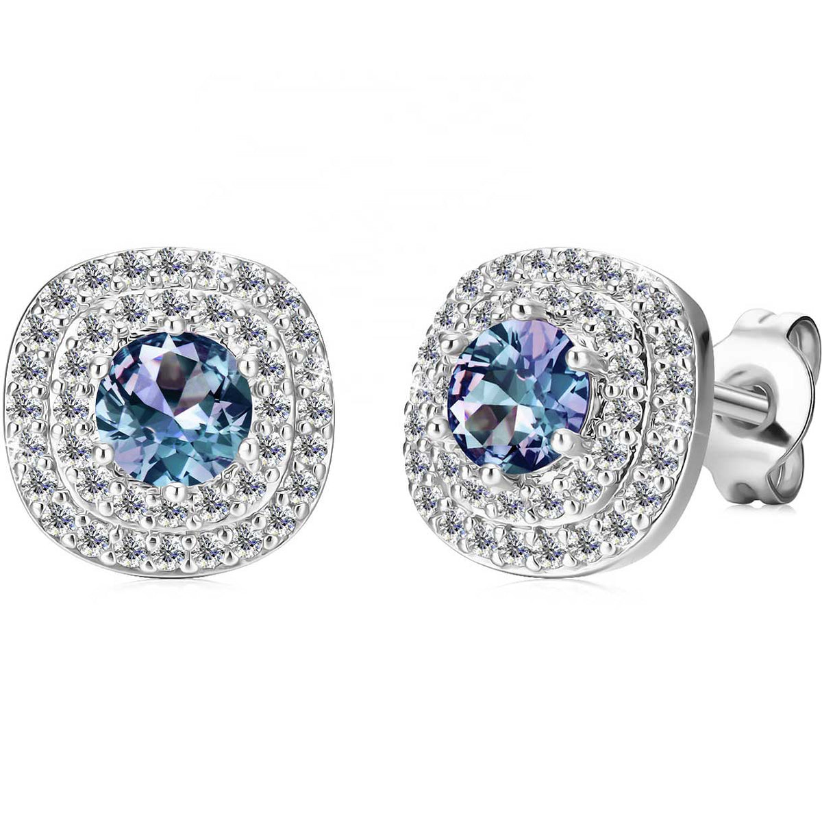 18K White Gold Crystal Alexandrite Earrings "Riveria"
