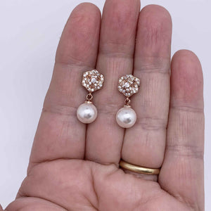 rose crystal pearl earrings frenelle