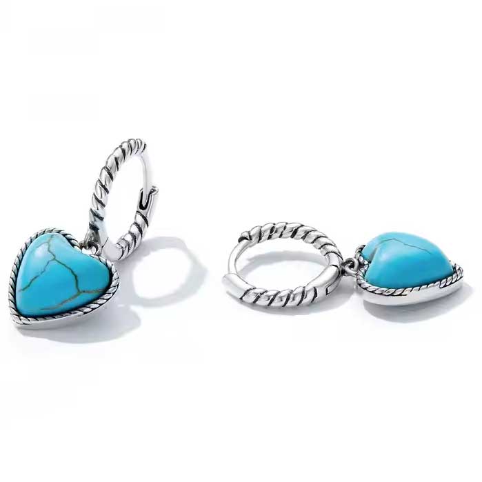 turquoise heart silver earrings jewellery