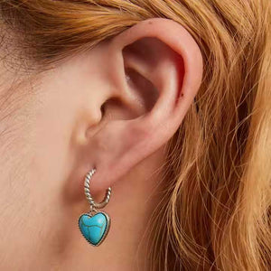 turquoise heart silver earrings frenelle