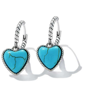 turquoise heart silver earrings 925
