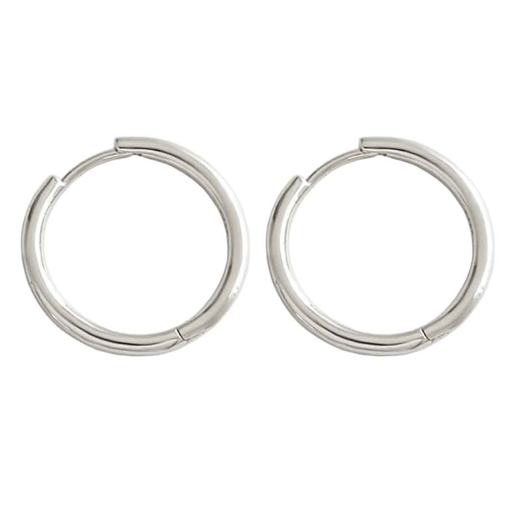 silver hoop huggie earrings