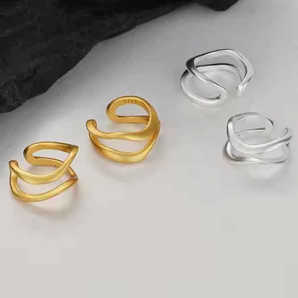 silver double cuff earring frenelle jewellery