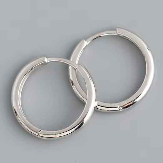 silver hoop huggie earrings sleepers
