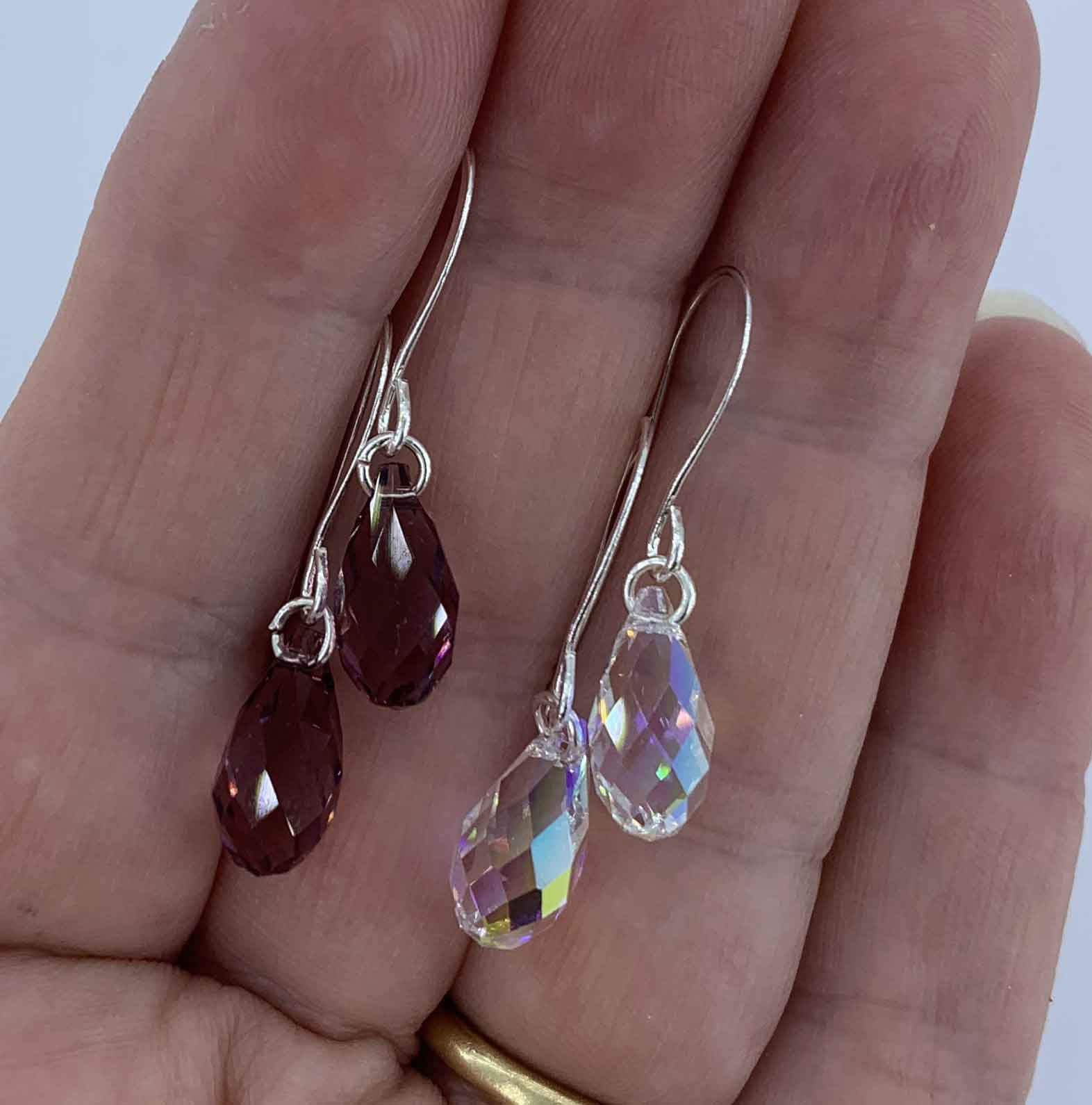 purple crystal earrings