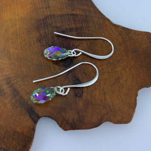 925 Sterling Silver Drop Crystal Earrings "Shae" (Green)
