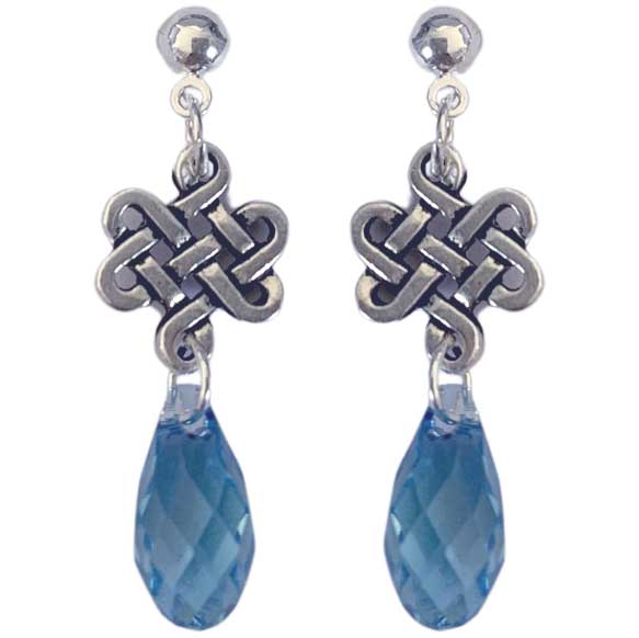 925 Sterling Silver Drop Crystal Earrings "Shanlee" (Blue)
