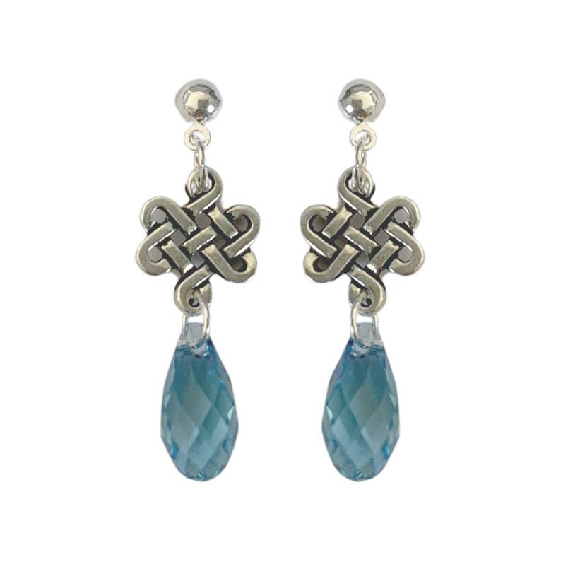 925 Sterling Silver Drop Crystal Earrings "Shanlee" (Blue)