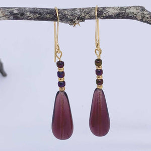 gold drop amethyst earrings