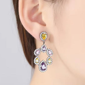 crystal drop earrings coloured