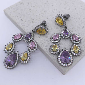 crystal drop earrings coloured