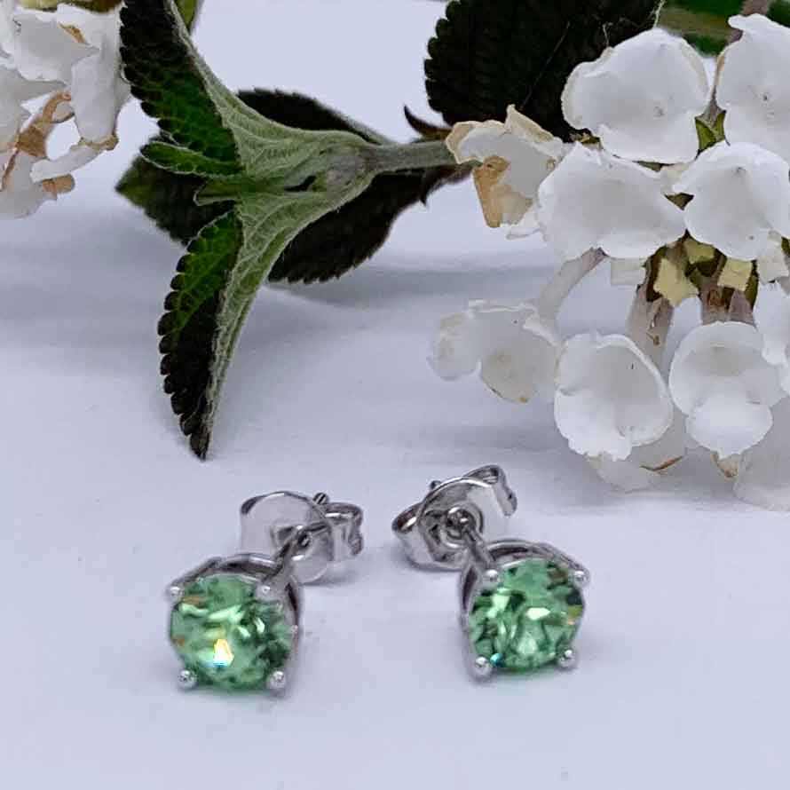 silver peridot stud earrings