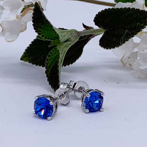 silver blue stud earrings jewellery