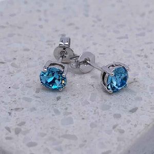 silver stud earrings aqua