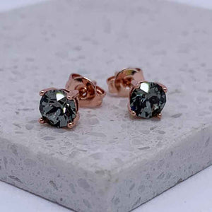 rose gold stud earrings black diamond