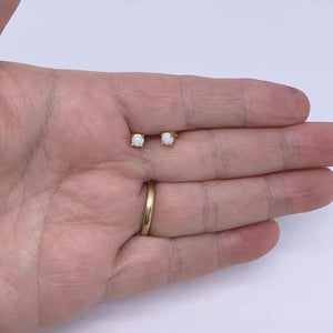 Small opal stud gold earrings Frenelle Jewellery online NZ