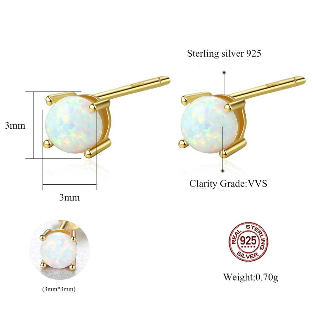 Small opal stud gold earrings Frenelle Jewellery online NZ