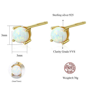 Small opal stud gold earrings Frenelle Jewellery online NZ