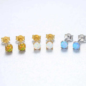 Small opal stud gold earrings Frenelle Jewellery online NZ