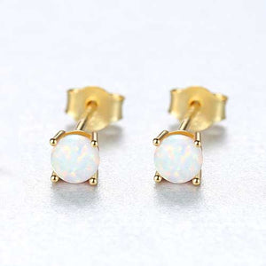 Small opal stud gold earrings Frenelle Jewellery online NZ