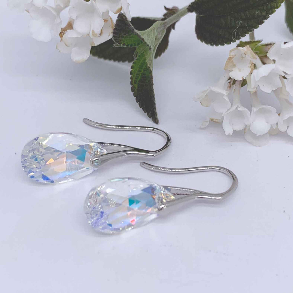 crystal drop earrings flowers