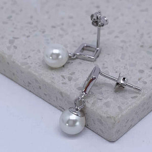 silver pearl earrings drop dangle