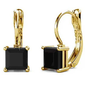 black crystal gold earrings