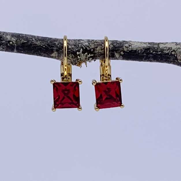 Red Gold leverback earrings gift