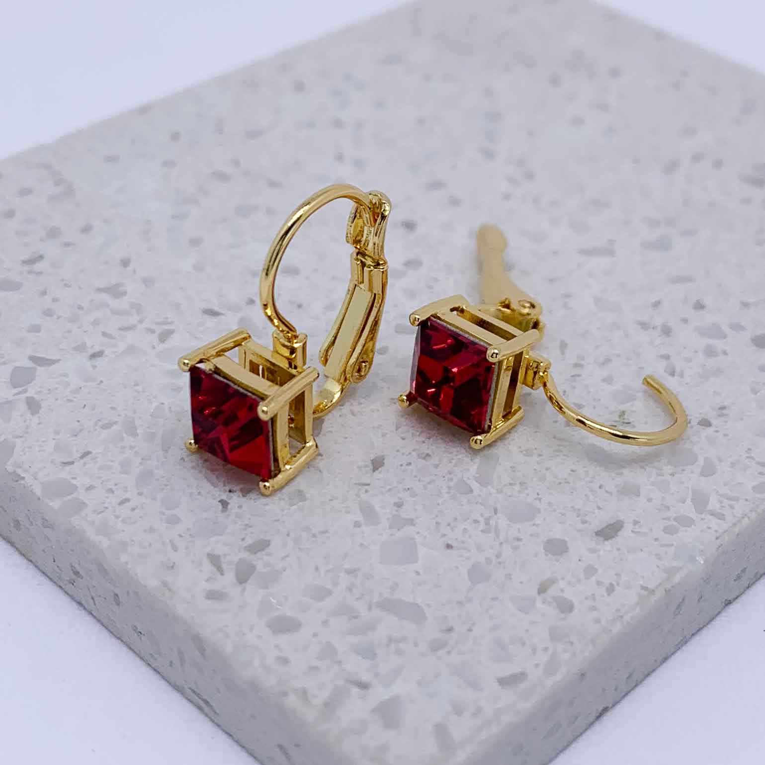 
Red Gold leverback earrings