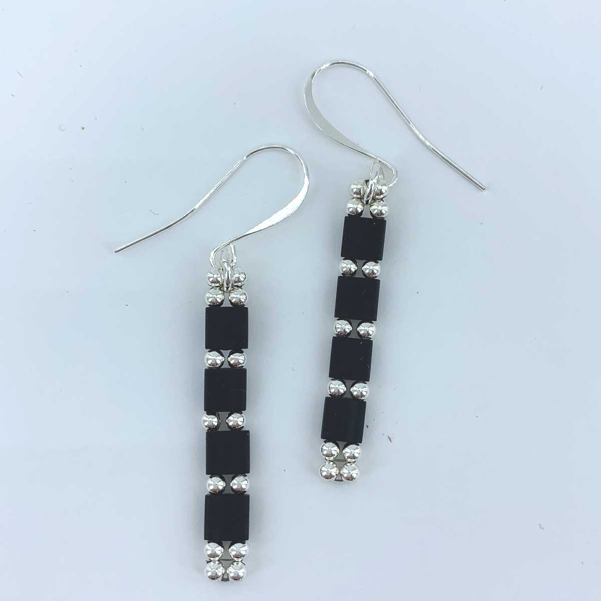 925 Sterling Silver Dangle Earrings "Tropez" (Black)