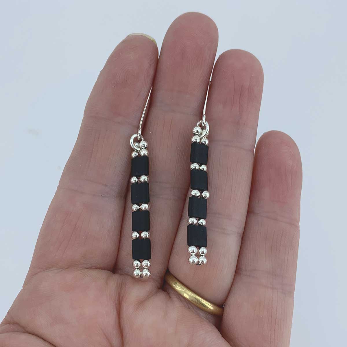 925 Sterling Silver Dangle Earrings "Tropez" (Black)