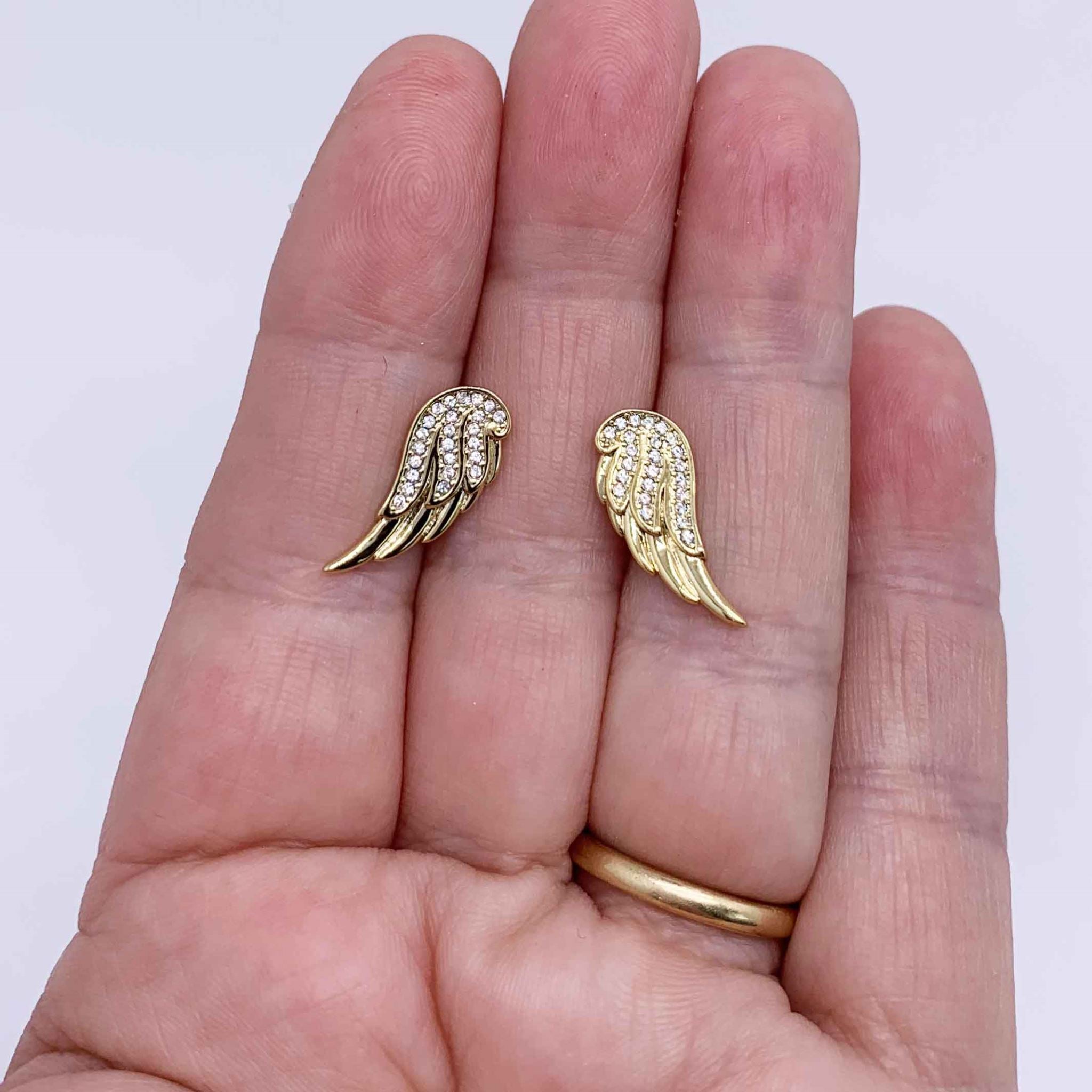 18K Gold Crystal Stud Earrings 