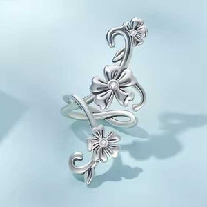 silver floral ear cuff flowers