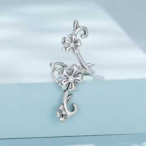 silver floral ear cuff jewellery